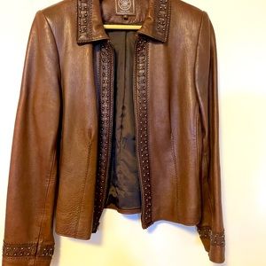 Leather jacket from Double D Ranch.  Barely worn, impeccable condition. Size M